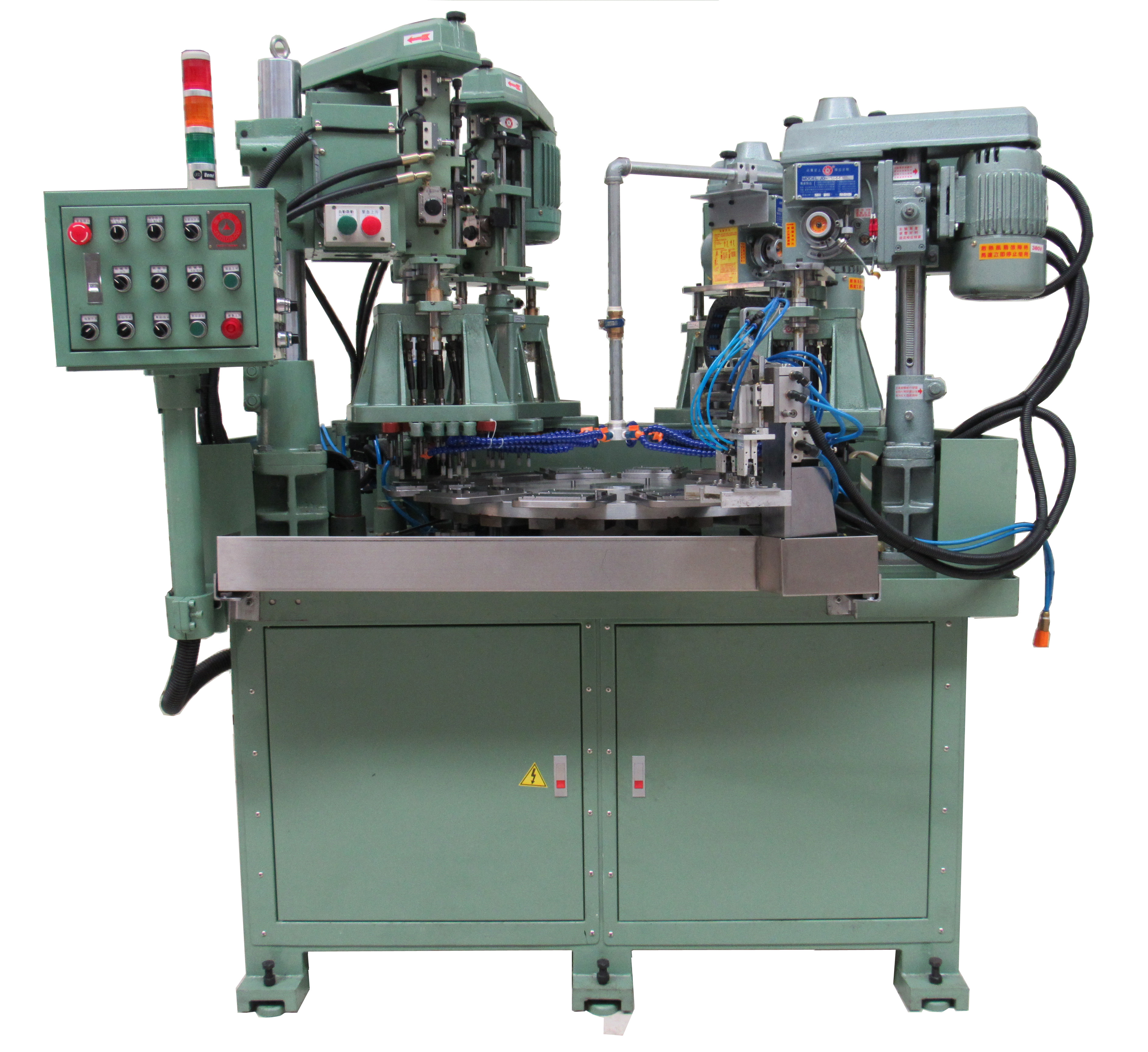 油壓圓盤四工位多軸鉆孔攻牙專用機(jī)